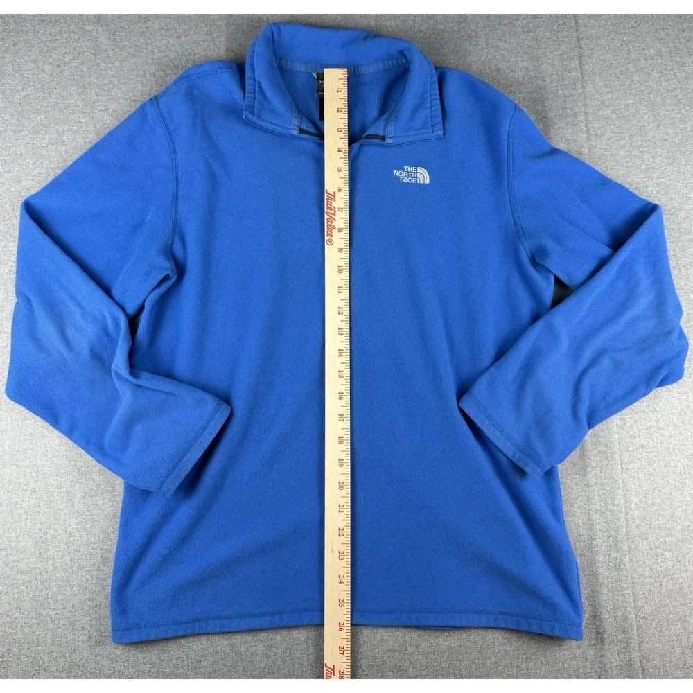 The North Face Men's Large Blue 1/4 Zip Fleece Pullover Jacket Logo
